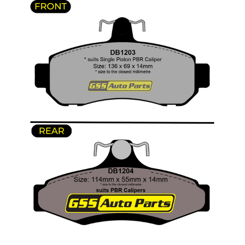 Premier Front & Rear Brake Pad Set DB1203 DB1204 PR1203-PR1204 thumbnail