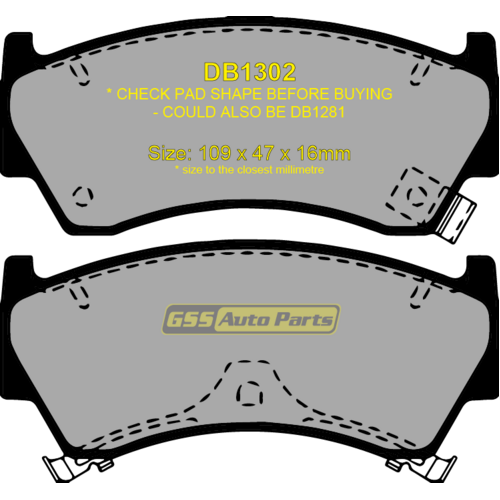 Premier Front Semi-Metallic Brake Pads PR1302 DB1302 thumbnail