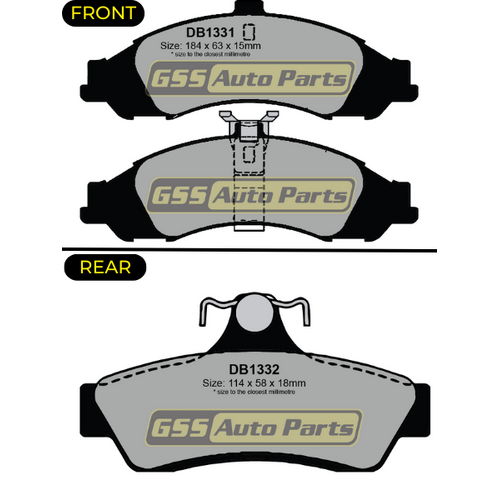 Premier Front & Rear Brake Pad Set PR1331 PR1332 thumbnail