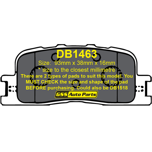 Premier Rear Semi-Metallic Brake Pads PR1463 DB1463 thumbnail