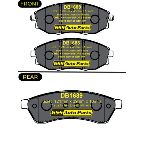 Premier Front & Rear Brake Pad Set DB1688 DB1689 PR1688-PR1689 thumbnail