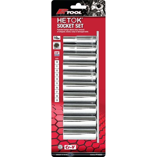 PK Tool Hetok Socket Set 10 Piece 3/8" Deep Metric PT10323 thumbnail
