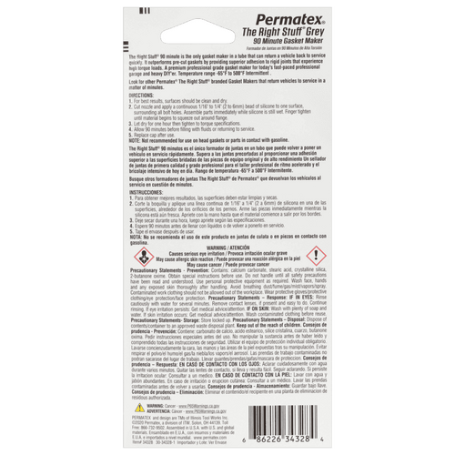 Permatex The Right Stuff 90 Min Grey Gasket Maker 85g PX34328 thumbnail