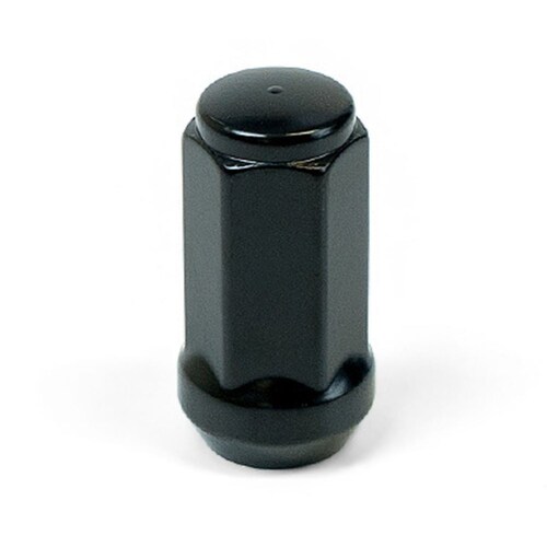 SAAS Single Wheel Nut 45mm Length Black Chrome M14X1.50 Thread Flat Head Bulge Type SKU: 44599BBC thumbnail