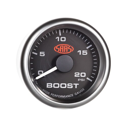SAAS 52mm Black Muscle Series Diesel Boost Gauge 0-20PSI SG-TBD52B1 thumbnail