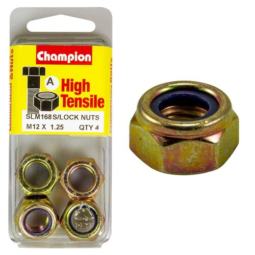 Champion Fasteners Pack Of 2 High Tensile Grade 8.8 Zinc Plated Self Locking Hex Nuts With Nylon Insert 2PK M12 X 1.25MM SLM168 thumbnail