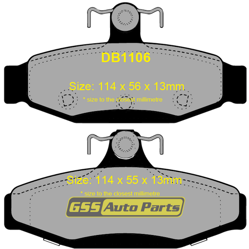 Rear Brake Disc Pads TG1106N DB1106 thumbnail
