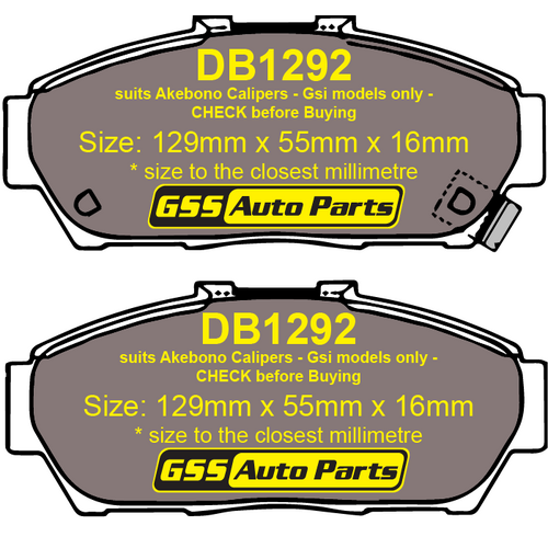 Front Brake Disc Pads TG1292N DB1292 thumbnail