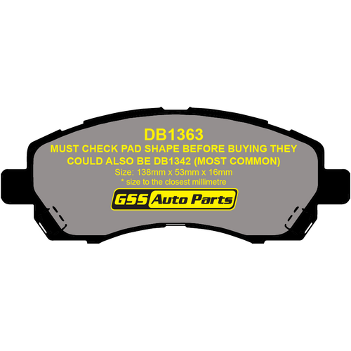 Front Brake Disc Pads TG1363N DB1363 thumbnail