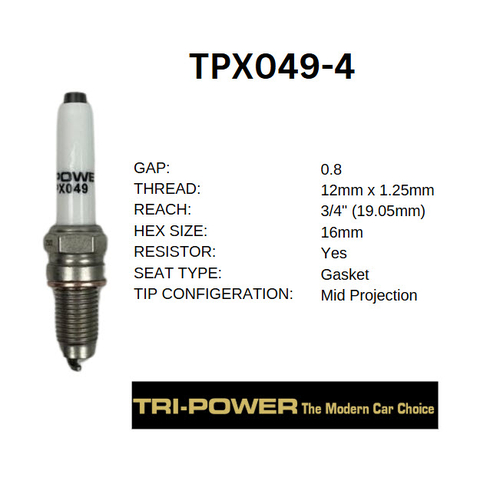 Tri-Power Iridium Spark Plug (1) TPX049 thumbnail