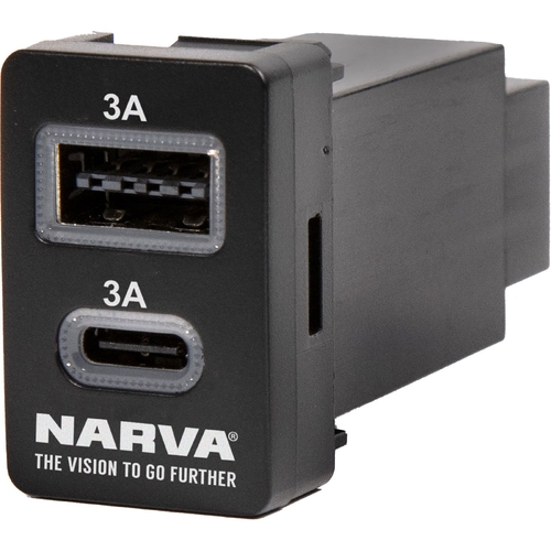 Narva 12 Volt Illuminated USB-C Port (Blue) 63305BL thumbnail
