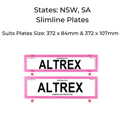 Altrex Number Plate Protector Covers Slimline Pink No Lines NSW & SA 6BCNLP thumbnail