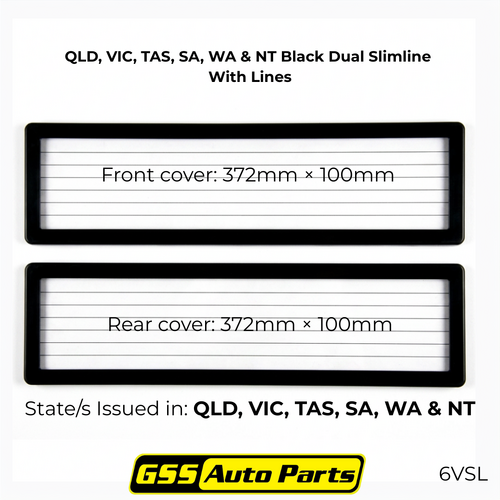 Altrex Number Plate Protector Covers Dual Slimline Black With Lines 6VSL thumbnail