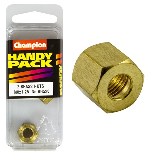 Champion Fasteners Pack Of 2 M8 X 1.25Mm Brass Manifold Nuts BH526 thumbnail