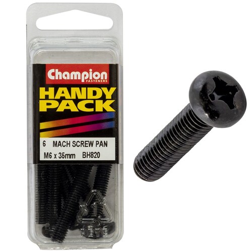 Champion Fasteners Pack Of 3 Black Zinc Plated Machine Screws - M6 X 35MM BH820 thumbnail