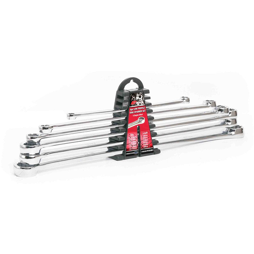 PKTool 6-Piece 0 Degree Offset Low Profile Long Ring Spanner Set PT10190 thumbnail