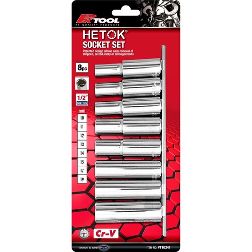 PK Tool Hetok Socket Set 8 Piece 1/2" Deep Metric PT10341 thumbnail