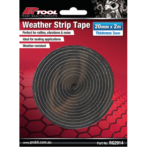 PK Tool Weatherstrip Foam Tape Black 20mm x 3mm x 2m RG2914 thumbnail