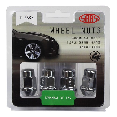 SAAS 335365 Wheel Nuts Acorn Bulge 12Mmx 1.50 Chrome 35Mm 5Pk thumbnail