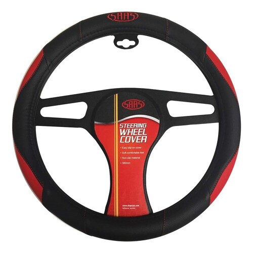 SAAS SWC003 Steering Wheel Cover Black/Red 380mm thumbnail