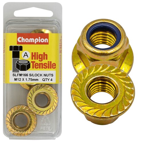 Champion Fasteners Pack Of 2 High Tensile Grade 8.8 Zinc Plated Self Locking Flange Hex Nuts With Nylon Insert 5PK M10 X 1.25MM SLFM166 thumbnail