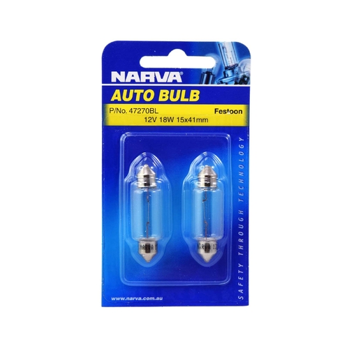 Narva 12V 18W Festoon Globes SV8-5.8 T-15mm Twin Pack 47270BL thumbnail