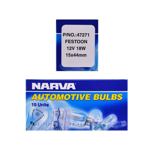 Narva 12V 18W Festoon Globes SV8-5.8 T-15mm Box of 10 47271 thumbnail