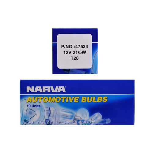 Narva 12V 21/5W Wedge Globes W3x16q T-20mm W21/5W Box of 10 47534 thumbnail