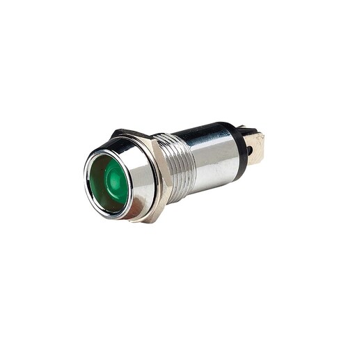 Narva 24 Volt Chrome Pilot Lamp with Green LED - 62096BL thumbnail