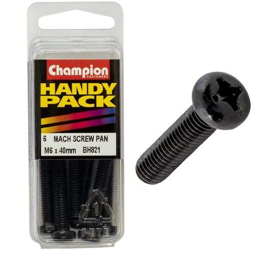 Champion Fasteners Pack Of 3 Black Zinc Plated Machine Screws - 3Pk M6 X 40MM BH821 thumbnail