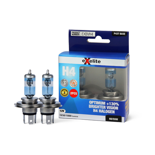Exelite Halogen Optimum +130% Brighter Vision H4 Globes (2PK) 12V 60/55W EXBVH4 thumbnail