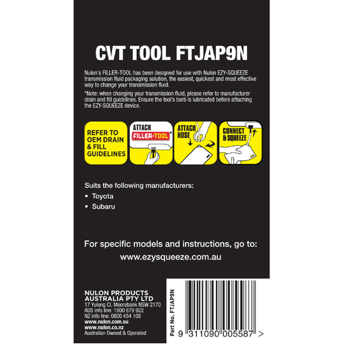 Nulon FILLER-TOOL FTJAP9N Transmission Fluid Filler Tool thumbnail