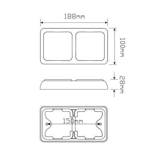 LED Autolamps 12V Rear Combination Lamp Twin Assembly - Stop/Tail/Indicator 80BAR thumbnail
