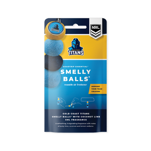 Smelly Balls Gold Coast Titans Inspired Reusable Air Freshener Starter Set NRL445AP thumbnail