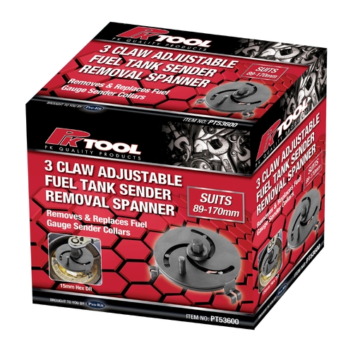 PKTool 3 Claw Adjustable Fuel Tank Sender Removal Spanner - 15mm Hex Drive (89–170mm) PT53600 thumbnail