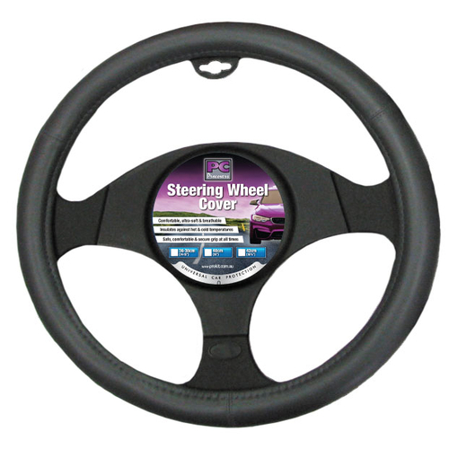 PC Procovers 38cm Steering Wheel Cover Smooth Leather Look Dark Grey RG2424DG thumbnail