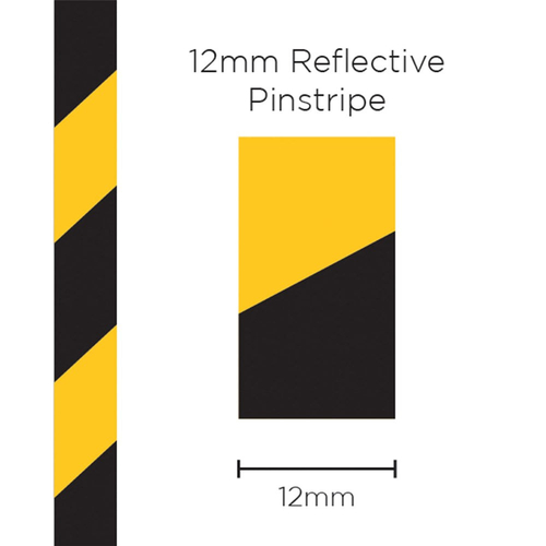 SAAS Pinstripe 12mm Bar Reflective Black/Yellow SAAS-11489 11489 thumbnail