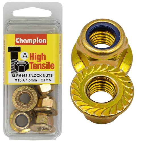 Champion Fasteners Pack Of 5 High Tensile Zinc Plated Self Locking Flange Hex Nuts With Nylon Insert 5PK M8 X 1.25MM SLFM163 thumbnail