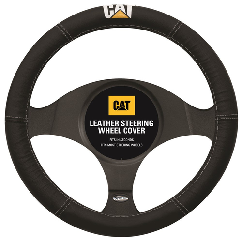 CAT Steering Wheel Cover Leather Black SWCATBLK thumbnail