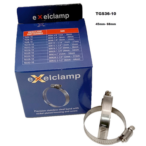 Exelclamp Hose Clamps 45Mm-68Mm (Box Of 10) TGS36-10 thumbnail