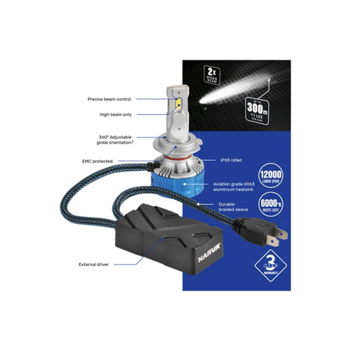 Narva 18445H HB3 P20d 12/24V Gen III High Beam LED Performance Globe Kit Pair thumbnail