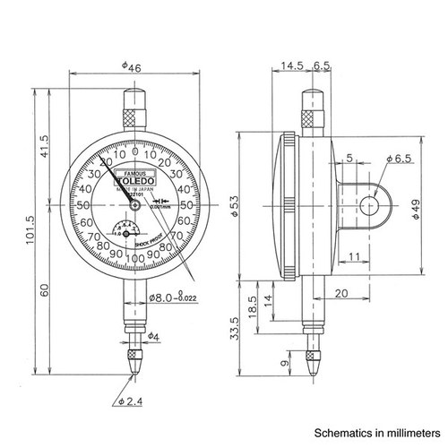 Toledo Dial Indicator Analogue 0.001x1mm 322101 322101 thumbnail