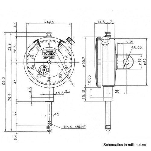 Toledo Dial Indicator Analogue 0.001x1in 322102 322102 thumbnail