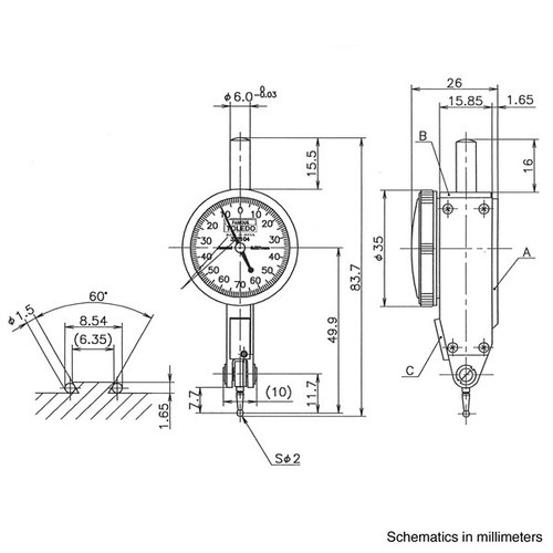 Toledo Dialtest Indicator 0.001x0.14mm 322104 322104 thumbnail