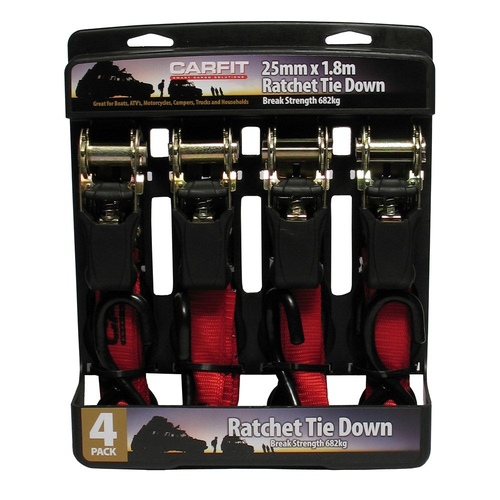 Carfit 25mm X 1.8M Ratchet Strap Set Of 4 46RT2518-4 thumbnail