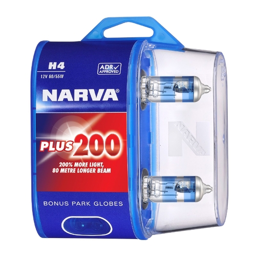 Narva 12V 60/55W PLUS 200 H4 Halogen Globe P43t Blister Twin Pack 48392BL2 thumbnail
