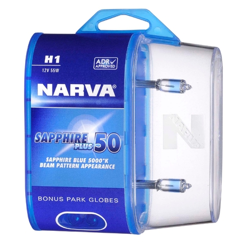 Narva H1 12V 55W Sapphire Plus 50 Halogen Headlight Globes 48520BL2 thumbnail