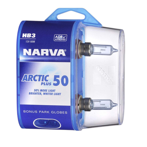 Narva 48616BL2 Hb3 12V 60W Arctic Plus 50 Halogen Headlight Globes Twin Pack thumbnail
