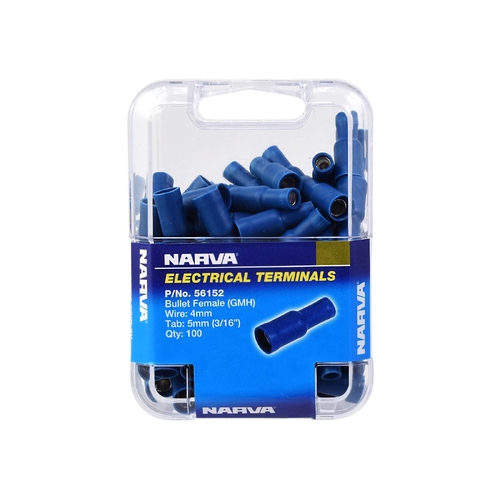 Narva 5.0mm Female Bullet Terminal Blue 100 Pack 56152 thumbnail