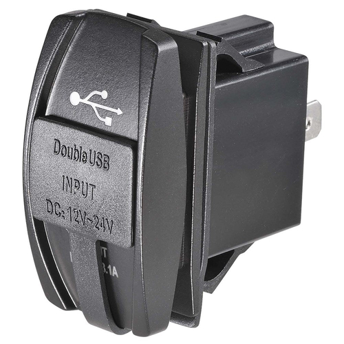 Narva 12/24V Dual USB LED Illuminated Socket Blue 63218BL thumbnail